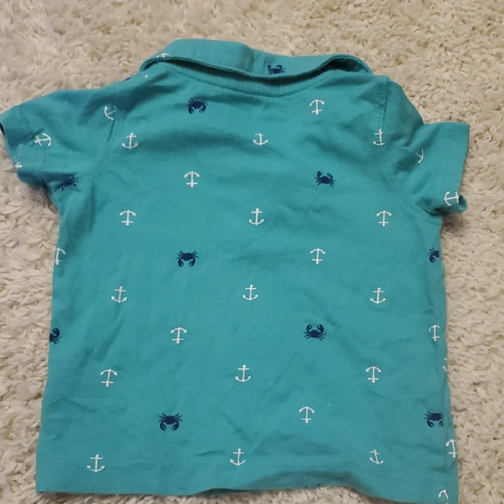 5 For $25 Carter's Polo Nautical Print Boys Size 18 Months Teal‎